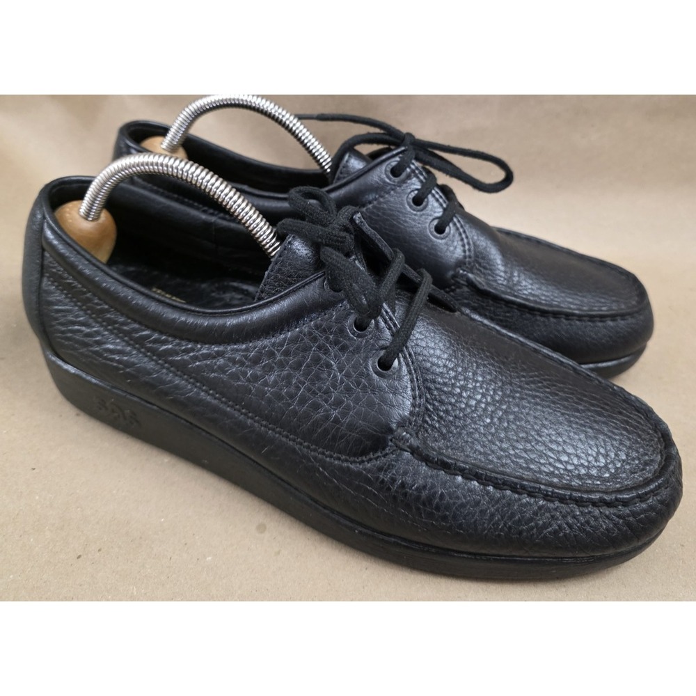 SAS (Sz 11 W) Amigo 40 Black Leather Lace Up Shoes MEN'S Handsewn Pebbled Wide